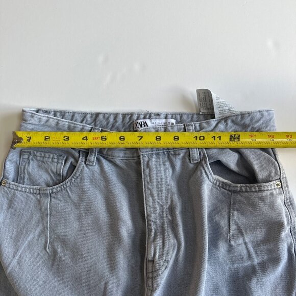 Zara Womens Grey Denim Midi Skirt With Front Slit & Pockets Size S - Picture 5 of 9